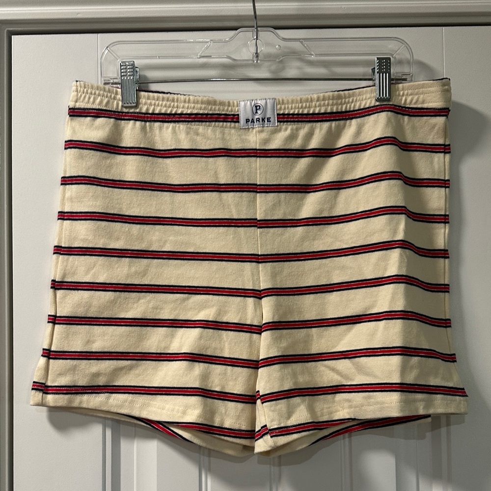 Parke Cream Striped Shorts